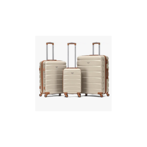 e beige suitcases